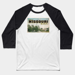 Greetings from Missouri - Vintage Travel Postcard Design Baseball T-Shirt